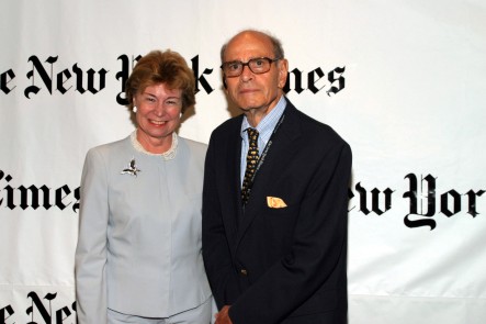NEW YORK - AUGUST 30: Allison Cowles and Arthur Sulzberger Sr. attend a party hosted by Arthur O. Sulzberger Jr. publisher of the New York Times at the Frederick P. Rose Hall August 30, 2004 in New York City. (Photo by Bowers/Getty Images)